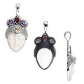 SP-7991-CO1 Sterling Silver Pendant With Garnet, Citrine, Bone Face, Amethyst Jewelry Bali Designs Inc